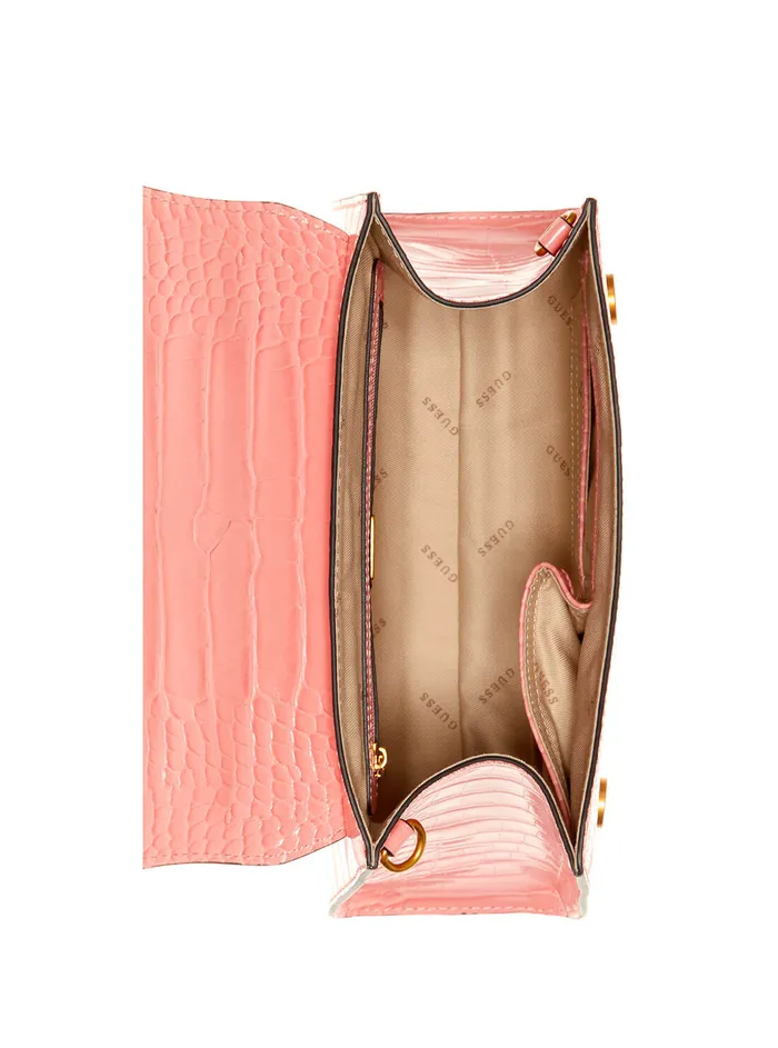 Women Satchel GUESS Pink Croc Stephi Top Handle Satchel Women Satchel GUESS Pink Croc Stephi Top Handle Satchel