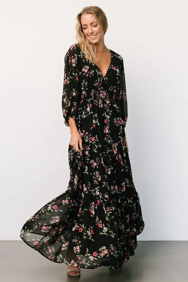 Women Sawyer Tiered Maxi Dress Black Berry Baltic Born Maxi Dresses