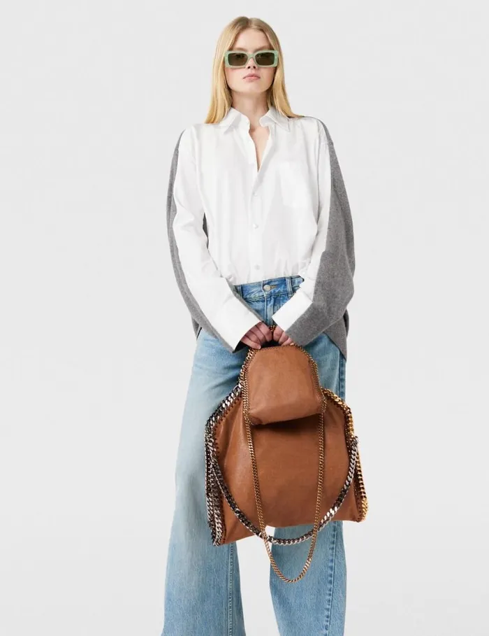 Women Shirting Details Long Sleeve Sweater Storm Grey Stella McCartney Knitwear Women Shirting Details Long Sleeve Sweater Storm Grey Stella McCartney Knitwear