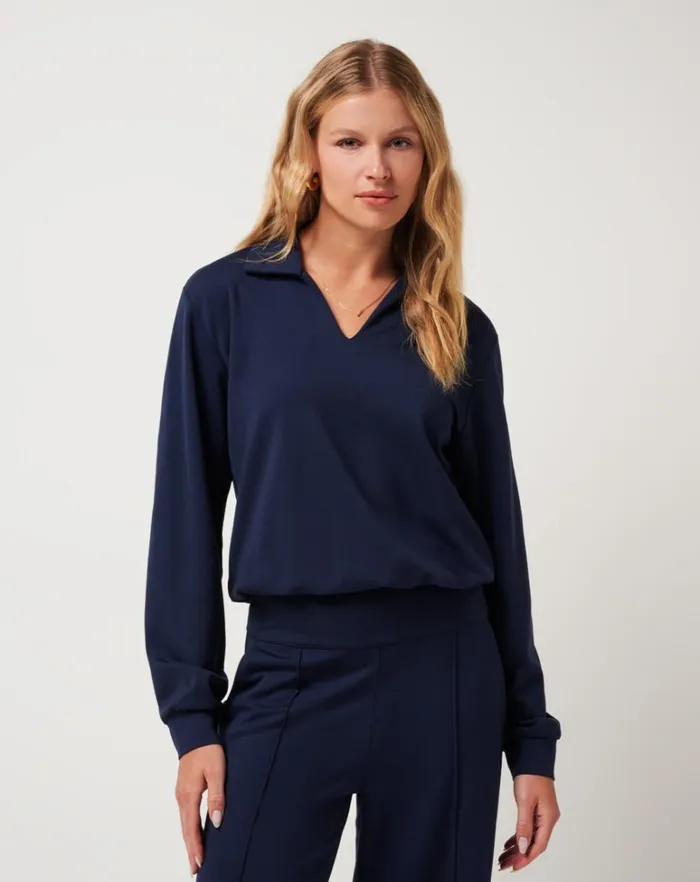 Women Shirts and Tops TravisMathew SPA DAY FRIDAY PONTE TOP Navy Blazer