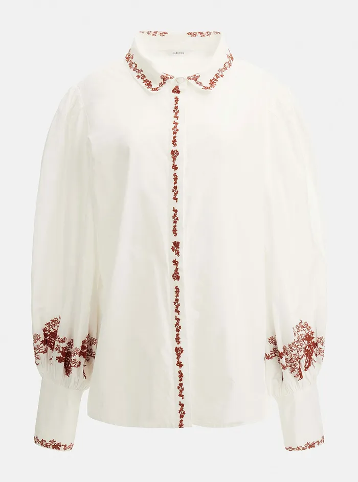 Women Shirts GUESS Eco White Ravin Embroidered Shirt Women Shirts GUESS Eco White Ravin Embroidered Shirt