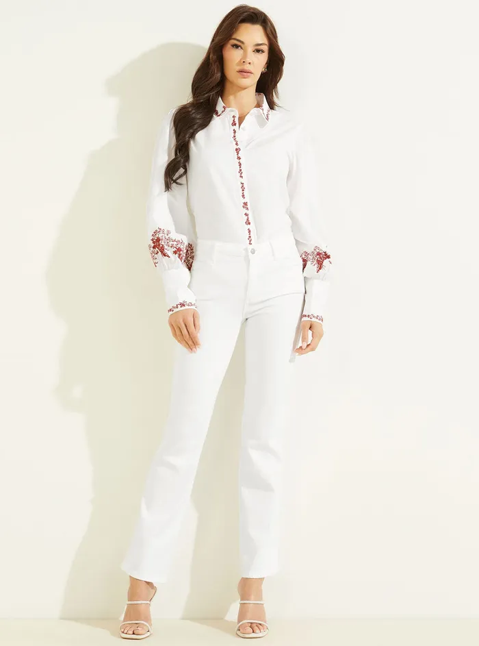Women Shirts GUESS Eco White Ravin Embroidered Shirt Women Shirts GUESS Eco White Ravin Embroidered Shirt