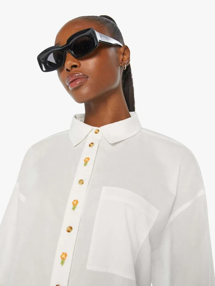 Women Shirts Mother Denim The Pushing Buttons White