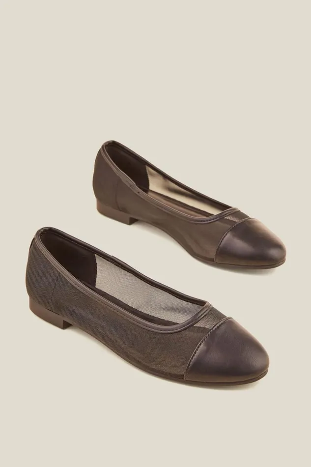 Women Shoes and Slippers Cotton On Emmie Almond Ballet Black Mesh