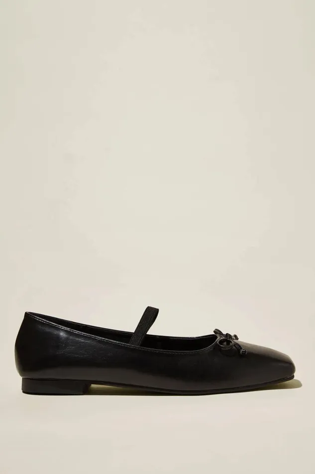 Women Shoes and Slippers Cotton On Gia Square Ballet Black Vegan Leather