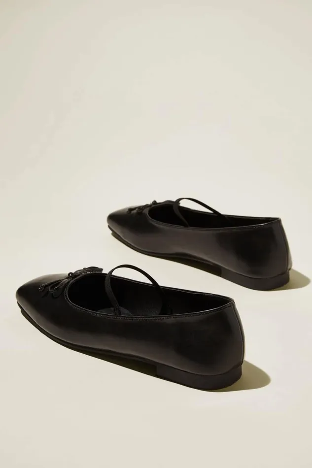 Women Shoes and Slippers Cotton On Gia Square Ballet Black Vegan Leather