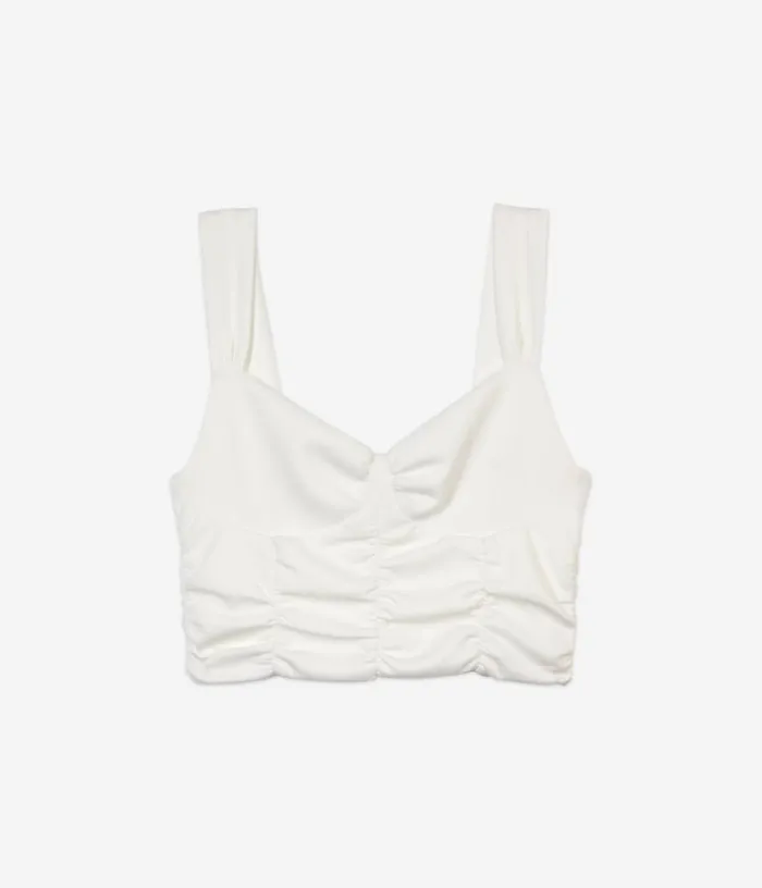 Women Short Ecru Top With Draping THE KOOPLES Blouses and Shirts
