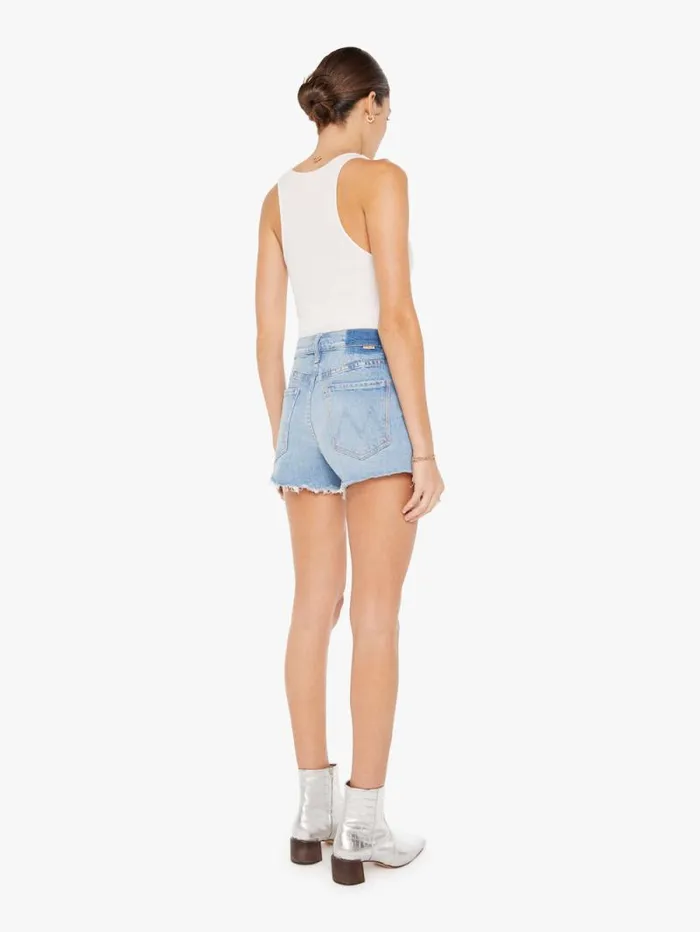 Women Shorts Mother Denim The Tomcat Kick Fray Short Blue lightpastel