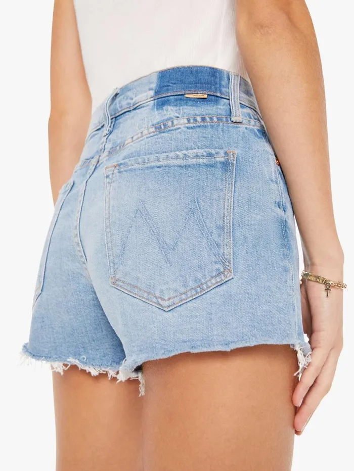 Women Shorts Mother Denim The Tomcat Kick Fray Short Blue lightpastel