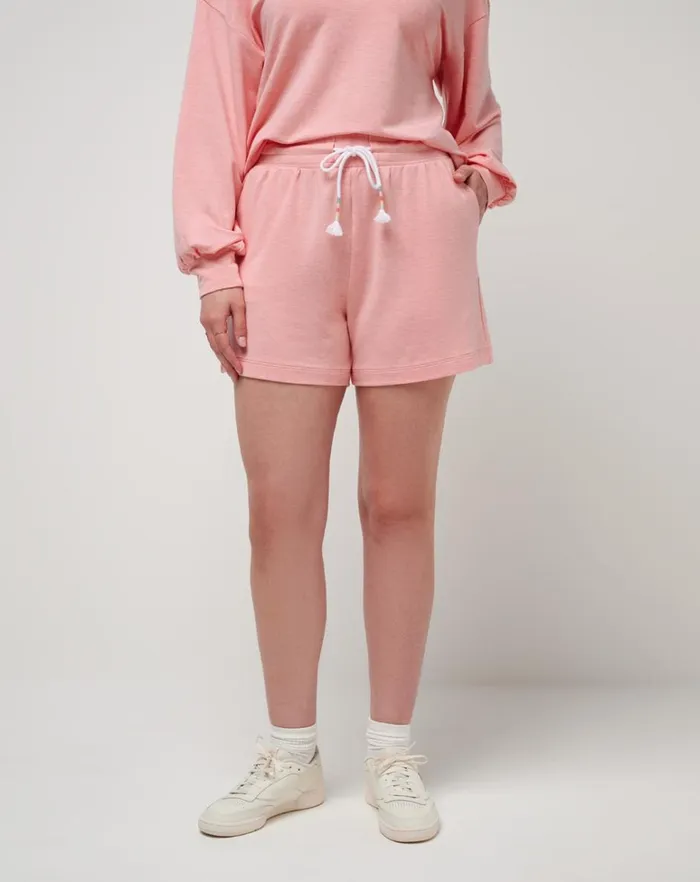 Women Shorts TravisMathew BEACH CRAZE CLOUD TERRY SHORT Heather Shell Pink Women Shorts TravisMathew BEACH CRAZE CLOUD TERRY SHORT Heather Shell Pink