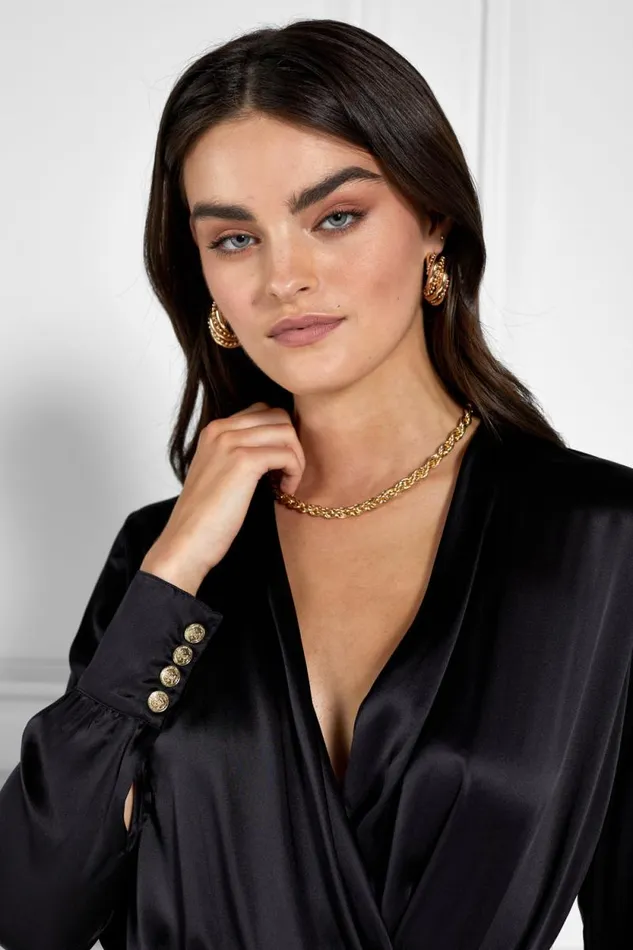 Women Silk Bodysuit Black Holland Cooper Shirts and Blouses Women Silk Bodysuit Black Holland Cooper Shirts and Blouses