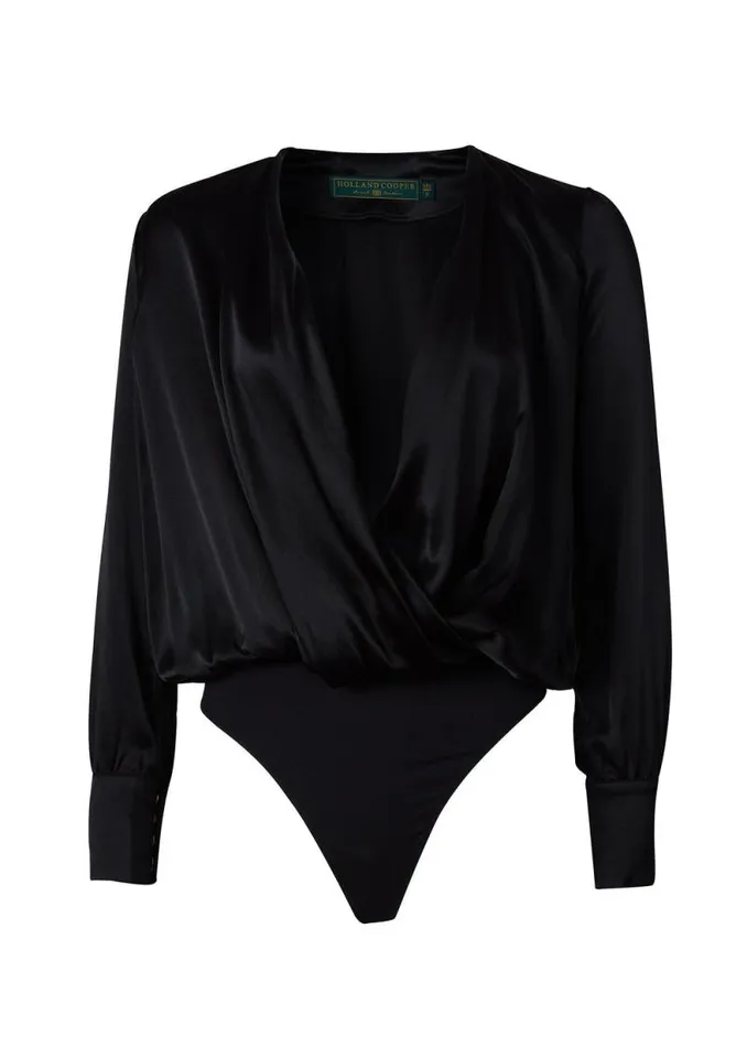Women Silk Bodysuit Black Holland Cooper Shirts and Blouses Women Silk Bodysuit Black Holland Cooper Shirts and Blouses