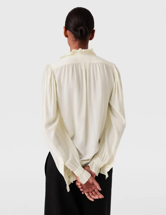 Women Silk Crpe De Chine Ruffled Shirt Natural Stella McCartney Shirts And Tops