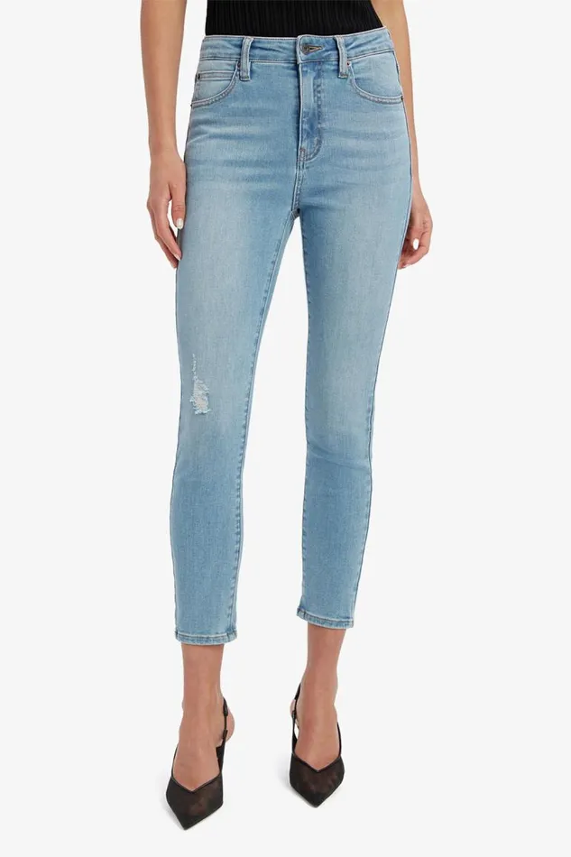 Women Skinny Jean Bardot Khloe Hi Crop Rip Jeans In Light Denim Light Denim Women Skinny Jean Bardot Khloe Hi Crop Rip Jeans In Light Denim Light Denim