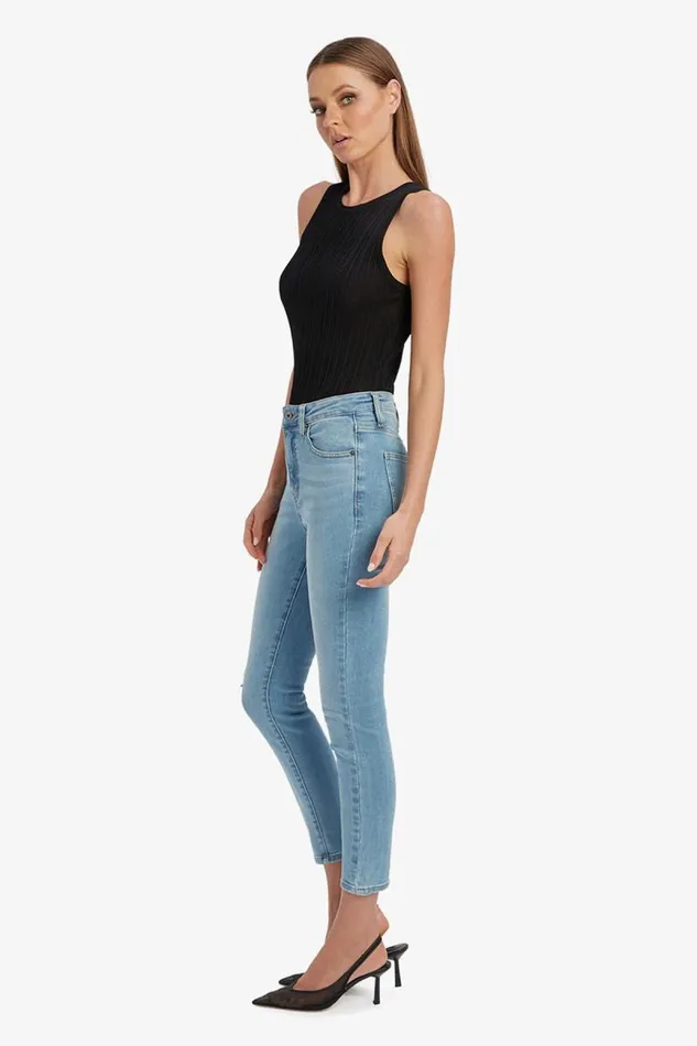 Women Skinny Jean Bardot Khloe Hi Crop Rip Jeans In Light Denim Light Denim Women Skinny Jean Bardot Khloe Hi Crop Rip Jeans In Light Denim Light Denim