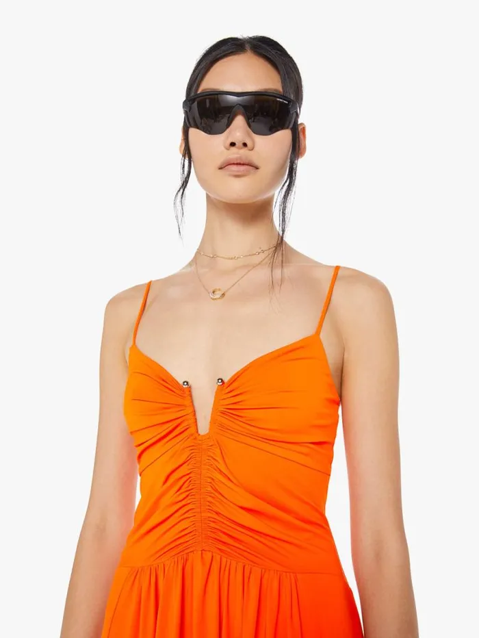 Women Skirts and Dresses Mother Denim Francine Midi Dress Orange