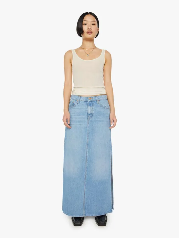 Women Skirts and Dresses Mother Denim PETITES The Lil039 Fun Dip Slice Maxi Skirt Blue