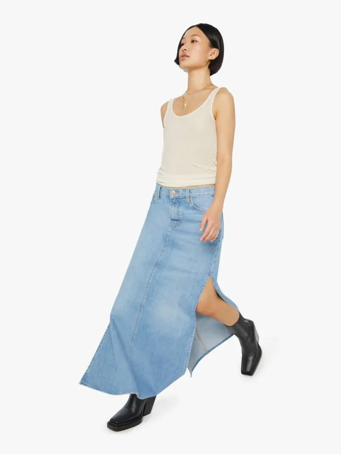Women Skirts and Dresses Mother Denim PETITES The Lil039 Fun Dip Slice Maxi Skirt Blue