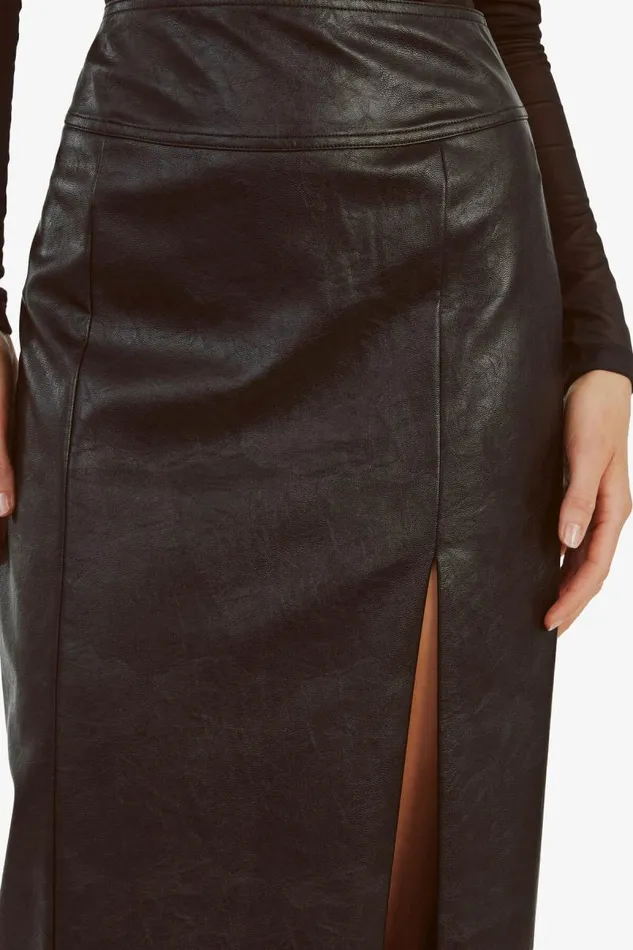 Women Skirts Bardot Dante Vegan Leather Midi Skirt In Black Black