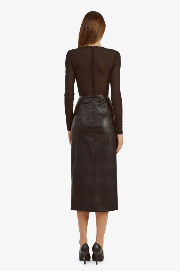 Women Skirts Bardot Dante Vegan Leather Midi Skirt In Black Black