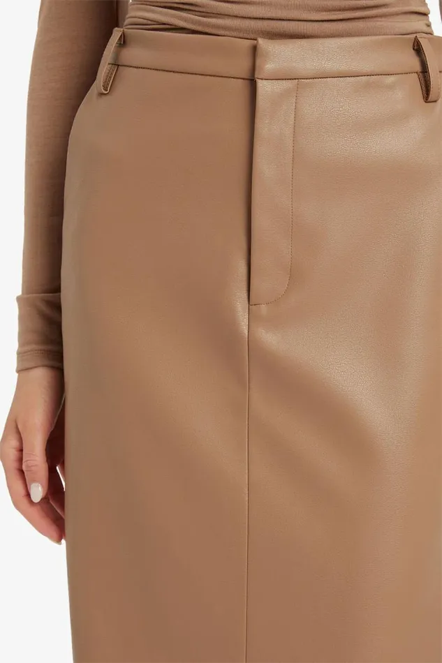 Women Skirts Bardot Tailored Vegan Leather Skirt In Soft Camel Soft Camel Women Skirts Bardot Tailored Vegan Leather Skirt In Soft Camel Soft Camel