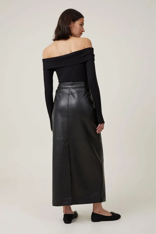 Women Skirts Cotton On Faux Leather Maxi Skirt Black