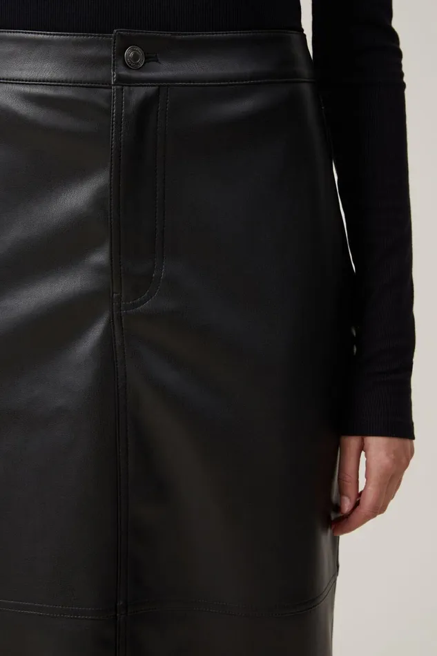 Women Skirts Cotton On Faux Leather Maxi Skirt Black