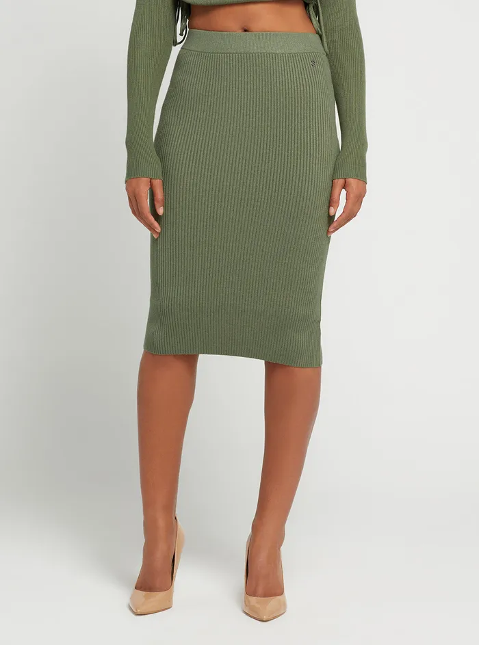 Women Skirts GUESS Eco Green Claire Knit Midi Skirt