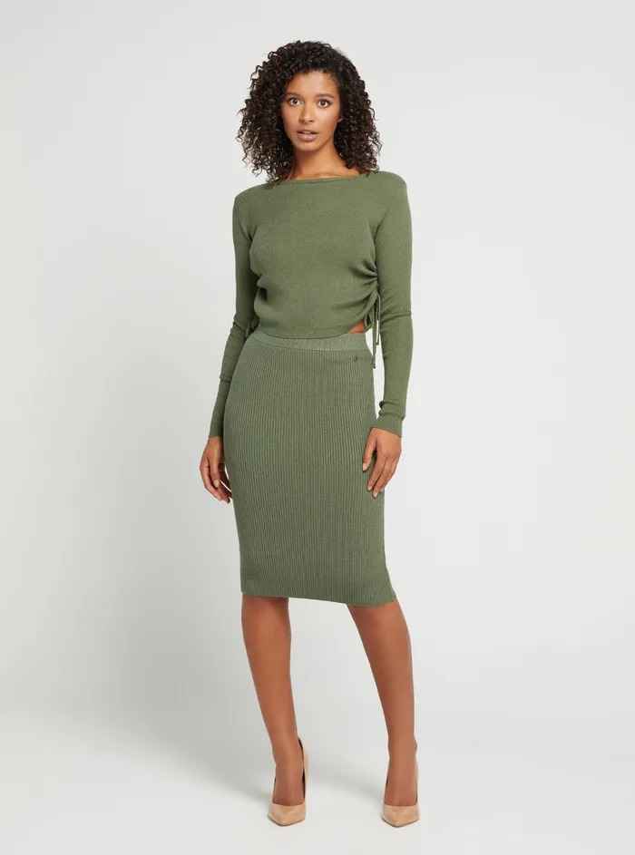 Women Skirts GUESS Eco Green Claire Knit Midi Skirt Women Skirts GUESS Eco Green Claire Knit Midi Skirt