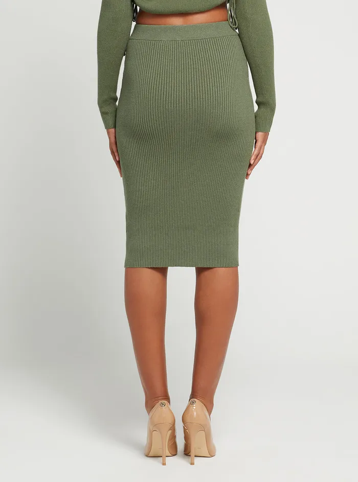 Women Skirts GUESS Eco Green Claire Knit Midi Skirt Women Skirts GUESS Eco Green Claire Knit Midi Skirt