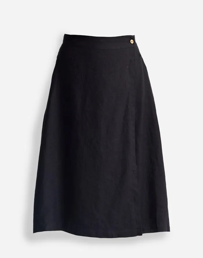Women Skirts Madewell Reistor Overlap Midi Skirt In 100 Black Hemp Black
