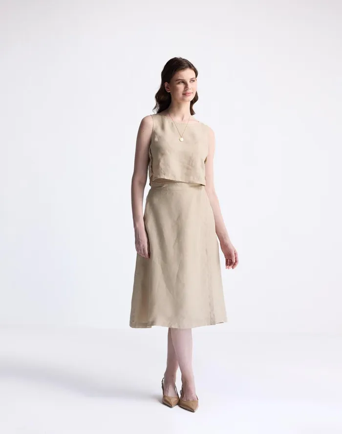 Women Skirts Madewell Reistor Overlap Midi Skirt In 100 Neutral Beige Hemp Beige