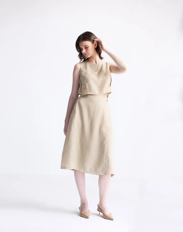 Women Skirts Madewell Reistor Overlap Midi Skirt In 100 Neutral Beige Hemp Beige