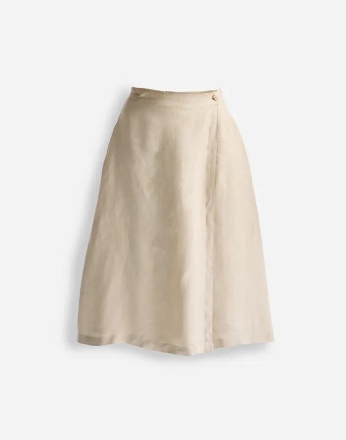 Women Skirts Madewell Reistor Overlap Midi Skirt In 100 Neutral Beige Hemp Beige