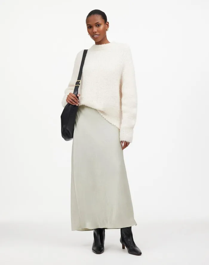 Women Skirts Madewell Satin Maxi Slip Skirt Steel