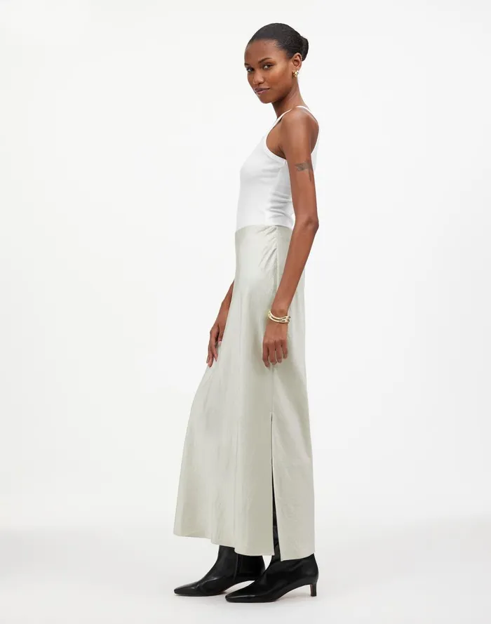 Women Skirts Madewell Satin Maxi Slip Skirt Steel