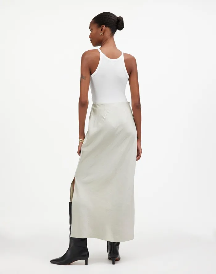Women Skirts Madewell Satin Maxi Slip Skirt Steel
