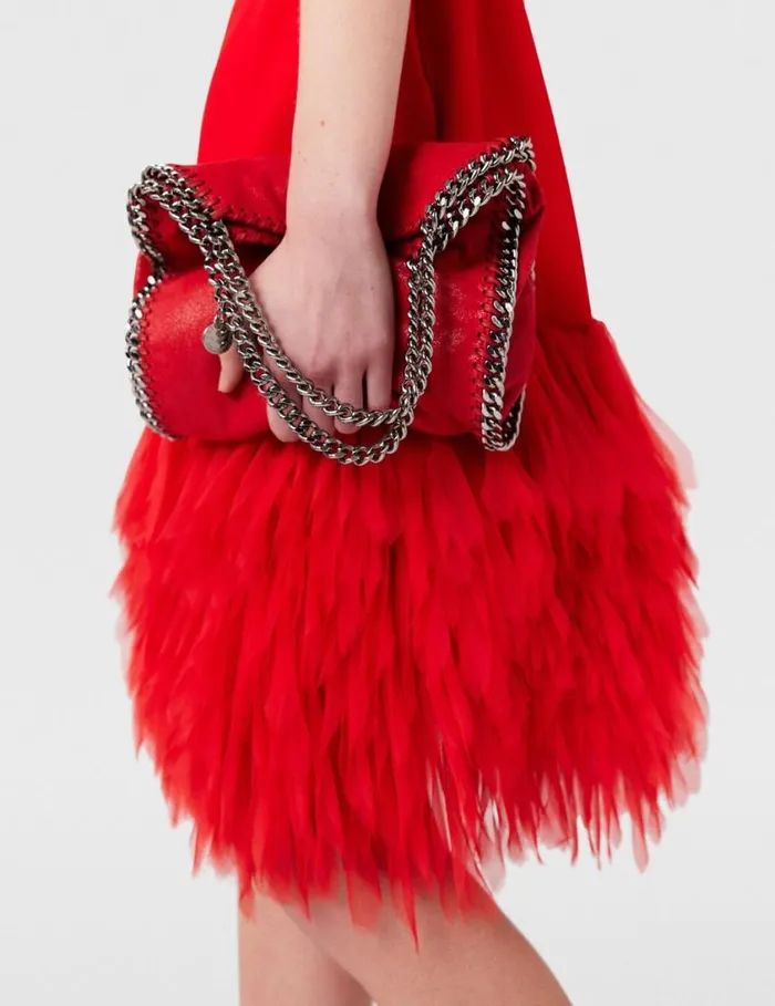 Women Sleeveless Feather Midi Dress Lipstick Red Stella McCartney Dresses