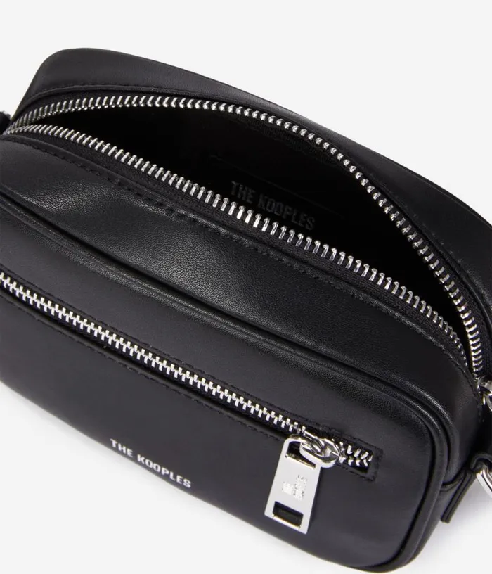 Women Small Black Leather Messenger Bag THE KOOPLES Bags