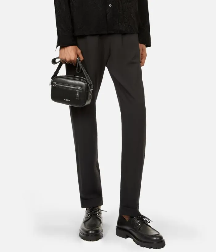 Women Small Black Leather Messenger Bag THE KOOPLES Bags