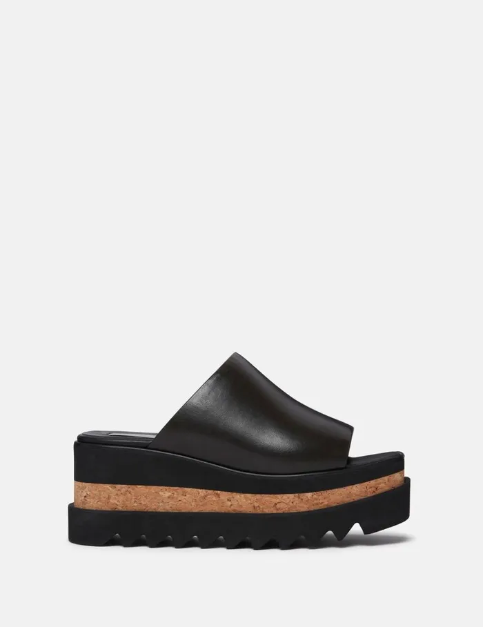 Women SneakElyse Platform Sandals Ebony Black Stella McCartney Wedges