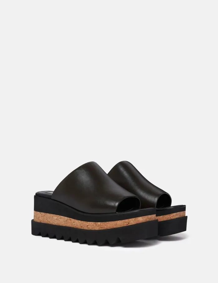 Women SneakElyse Platform Sandals Ebony Black Stella McCartney Wedges Women SneakElyse Platform Sandals Ebony Black Stella McCartney Wedges