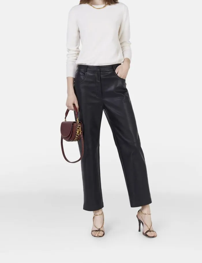 Women Stella Iconics Alter Mat Straight Leg Trousers Black Stella McCartney Pants And Shorts