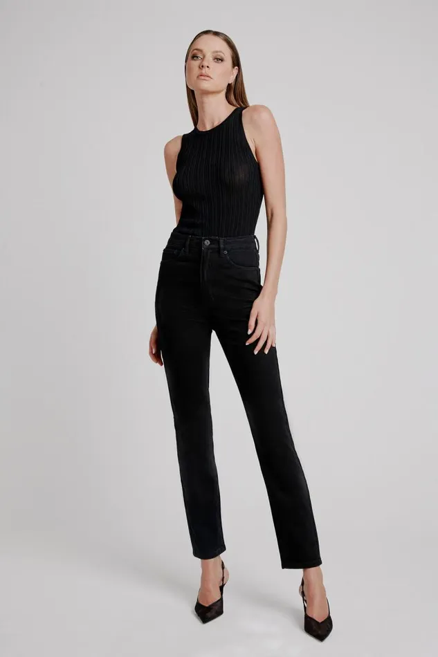 Women Straight Jean Bardot Heidi Straight Full Leg In Black Black