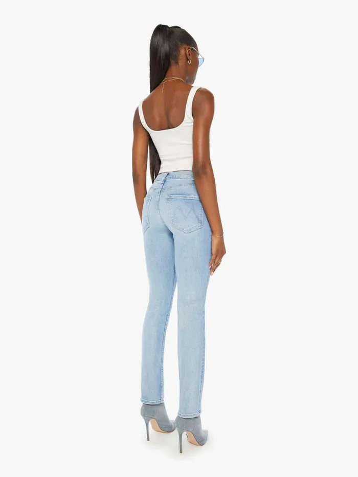 Women Straight Mother Denim The Mid Rise Rider Skimp Blue lightpastel