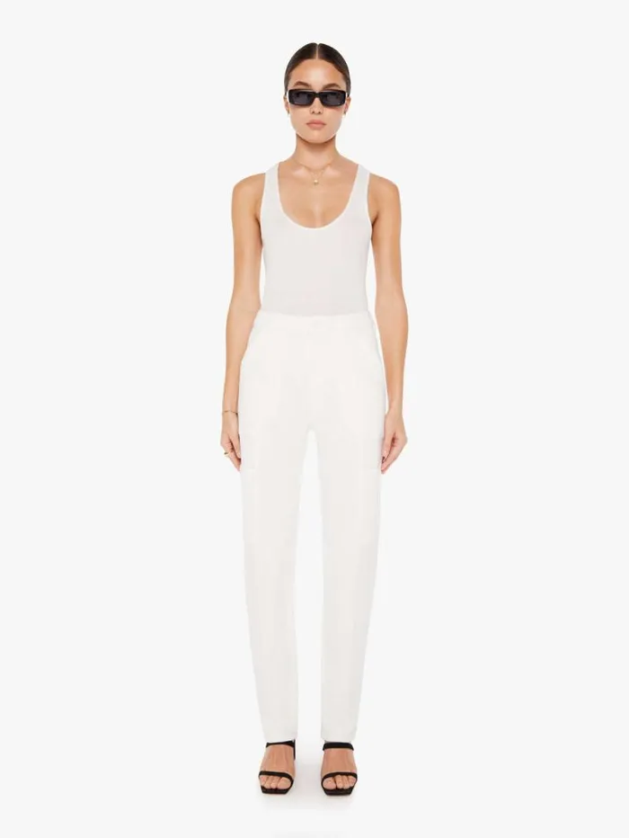 Women Straight Mother Denim The Private Double Pocket Skimp White