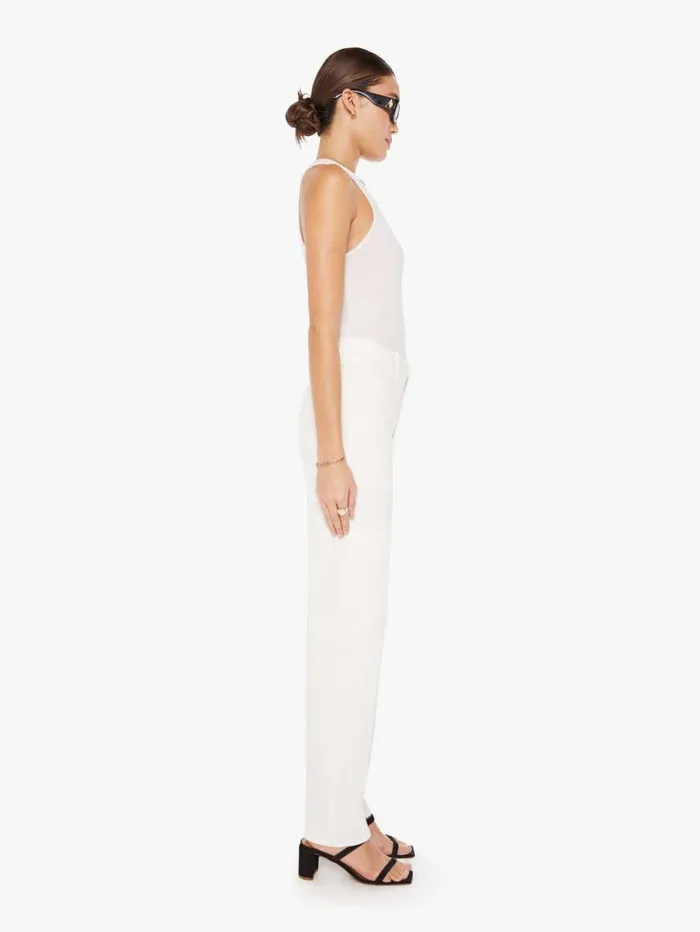 Women Straight Mother Denim The Private Double Pocket Skimp White