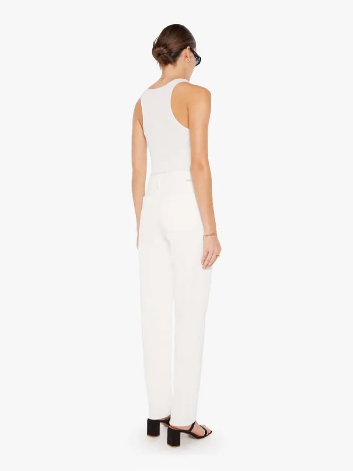 Women Straight Mother Denim The Private Double Pocket Skimp White