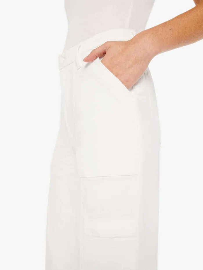 Women Straight Mother Denim The Private Double Pocket Skimp White