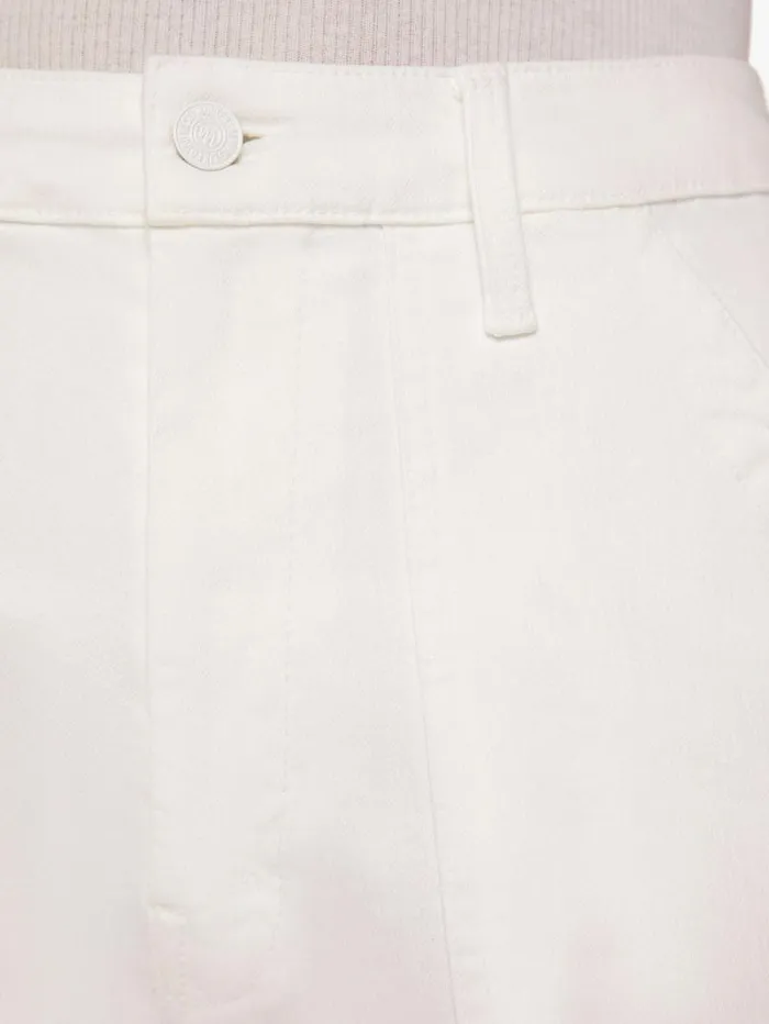 Women Straight Mother Denim The Private Double Pocket Skimp White